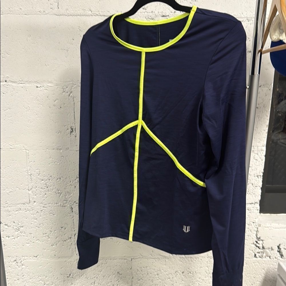 Women's Navy and Neon Yellow Long Sleeve Top Eleven by Venus Williams - NWOT Med